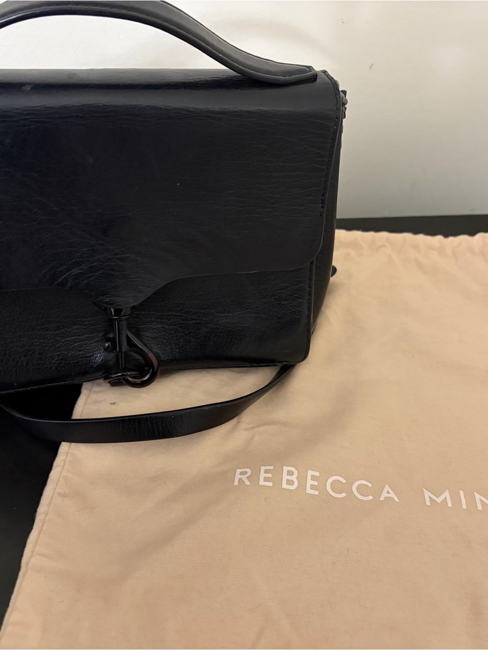 Rebecca Minkoff Black Leather Crossbody Top-Handle Bag